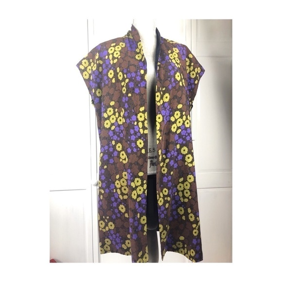 VINTAGE SLEEVELESS KIMONO LONG VEST - Picture 1 of 4
